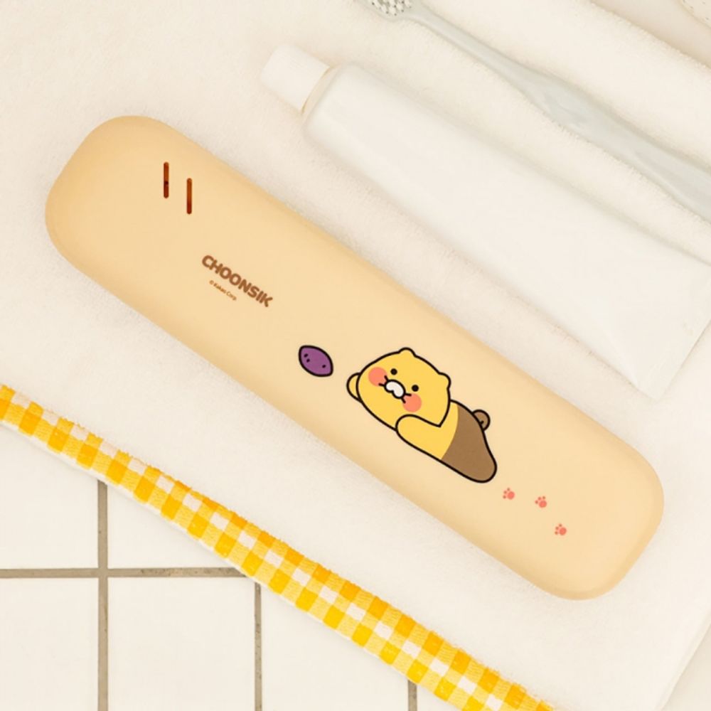 Kakao Friends Choonsik Portable Toothbrush Sterilizer | 99.9% UV-C LED | Slim/Lightweight Antibacterial Material | Battery/USB Dual Power | Made in Korea